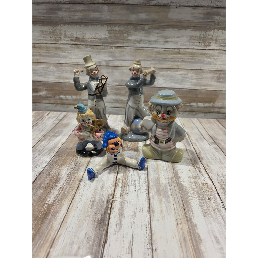 Vintage Ceramic Clown Figurines‎ Set of 5 Musicians Performing